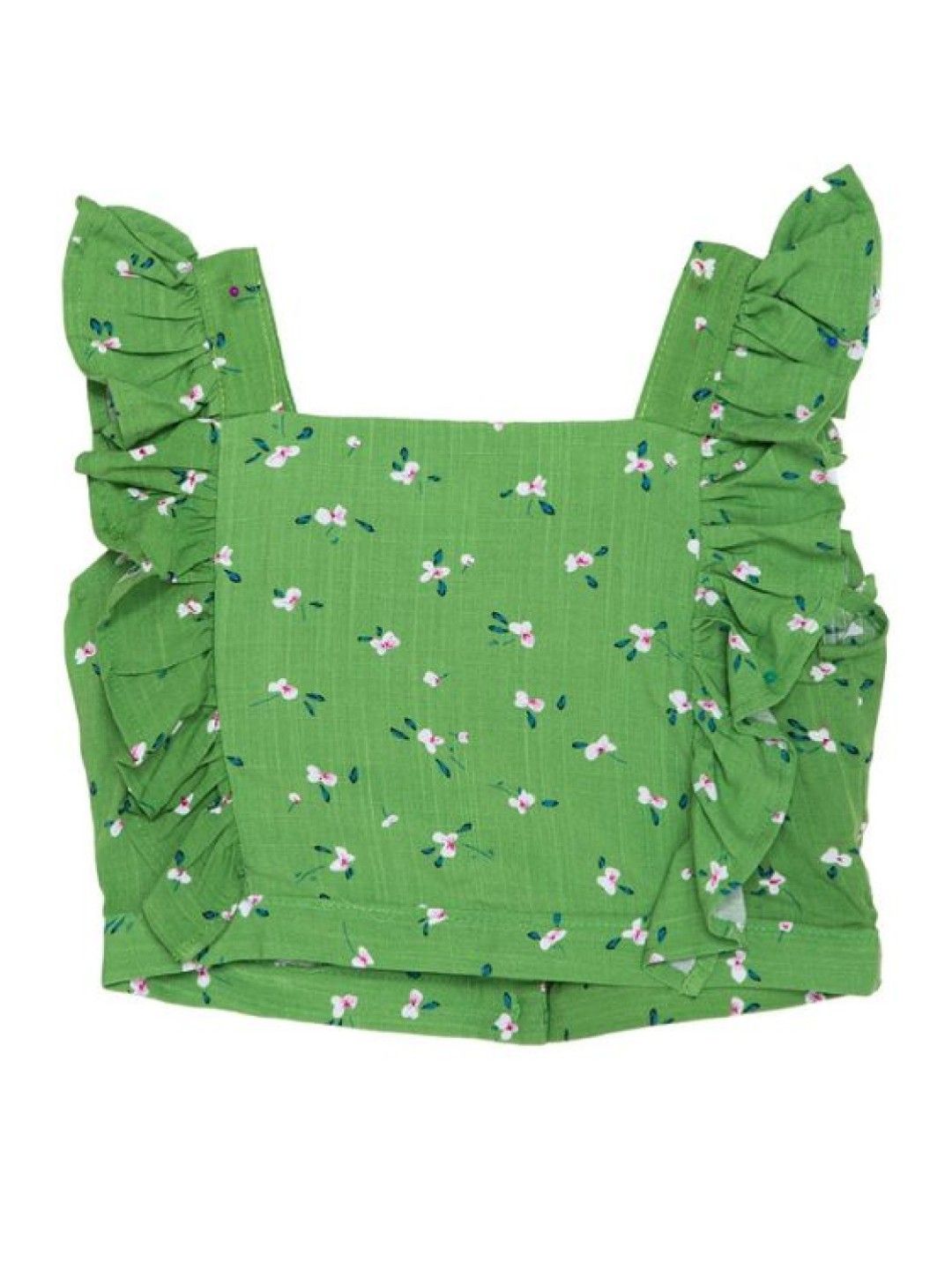 bean fashion Floral Woven Top (Green- Image 3)