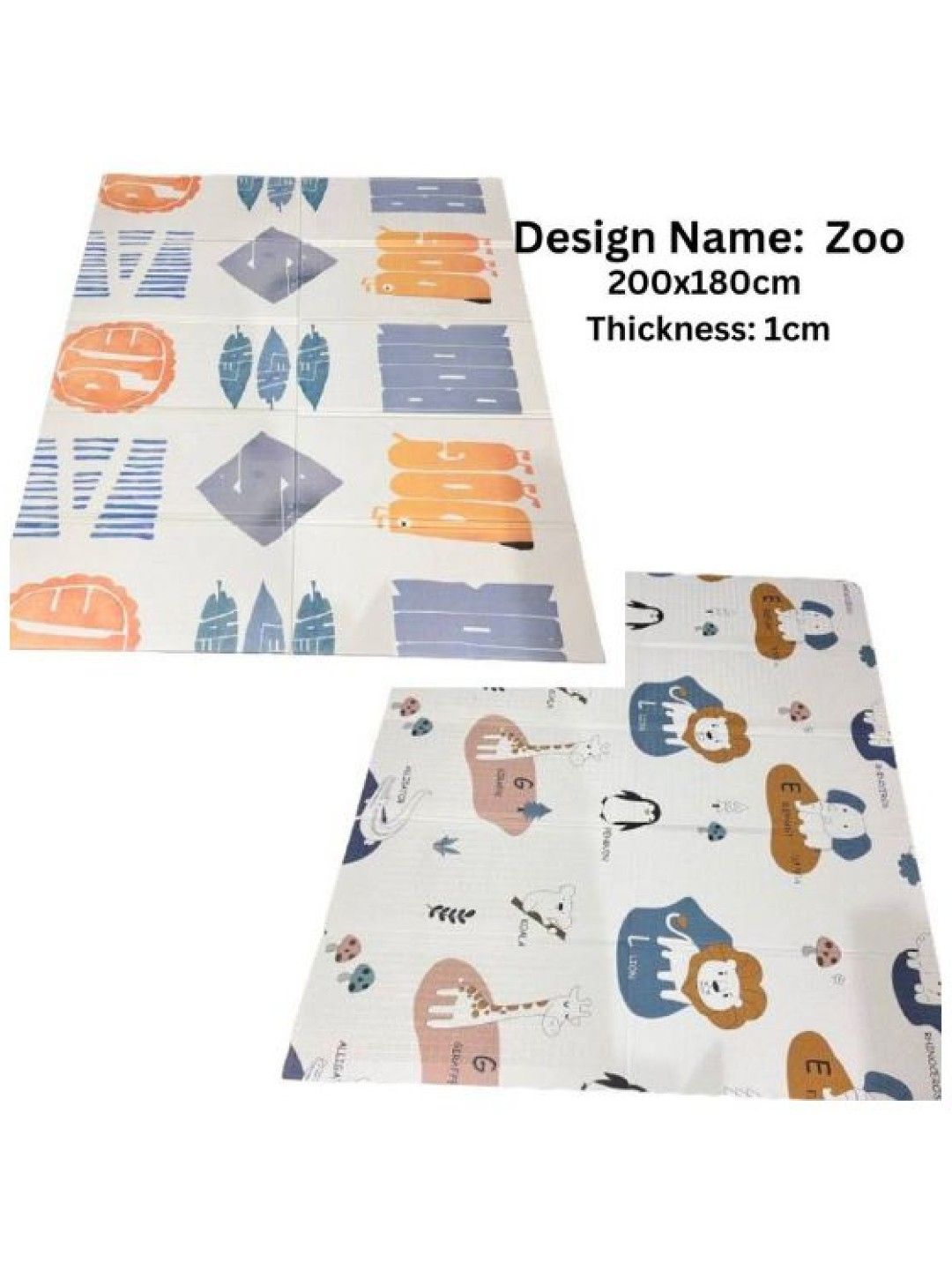 QT Hub XPE Reversible Foldable Playmat (1cm) (Zoo- Image 1)