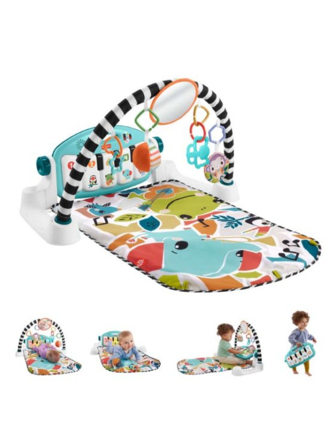 Fisher Price Glow And Grow Kick & Play Piano Gym Baby Playmat (Blue- Image 2)