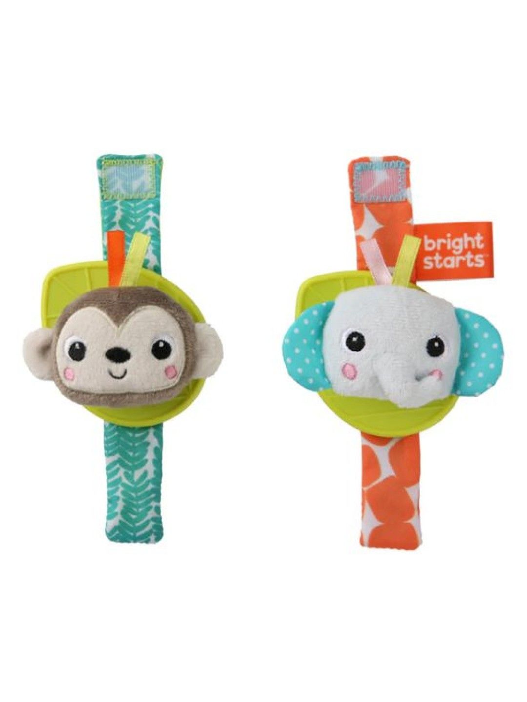 Bright Starts Rattle & Teethe Wrist Pals Toy, Monkey & Elephant (No Color- Image 1)