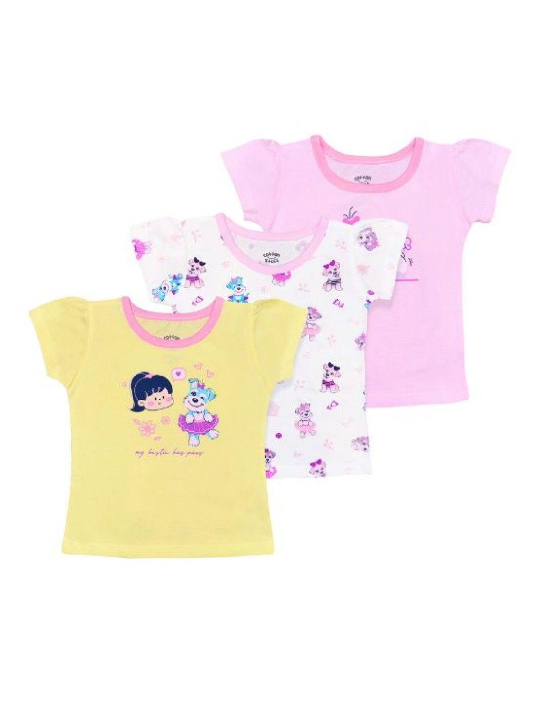 Cotton Stuff 3-piece Short Sleeve Fitted Blouse (Bestie- Girl) (No Color- Image 1)