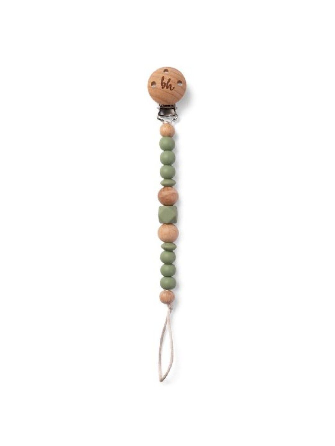 BooginHead PaciGrip Silicone & Wood Beaded Clip (Sage Green- Image 1)