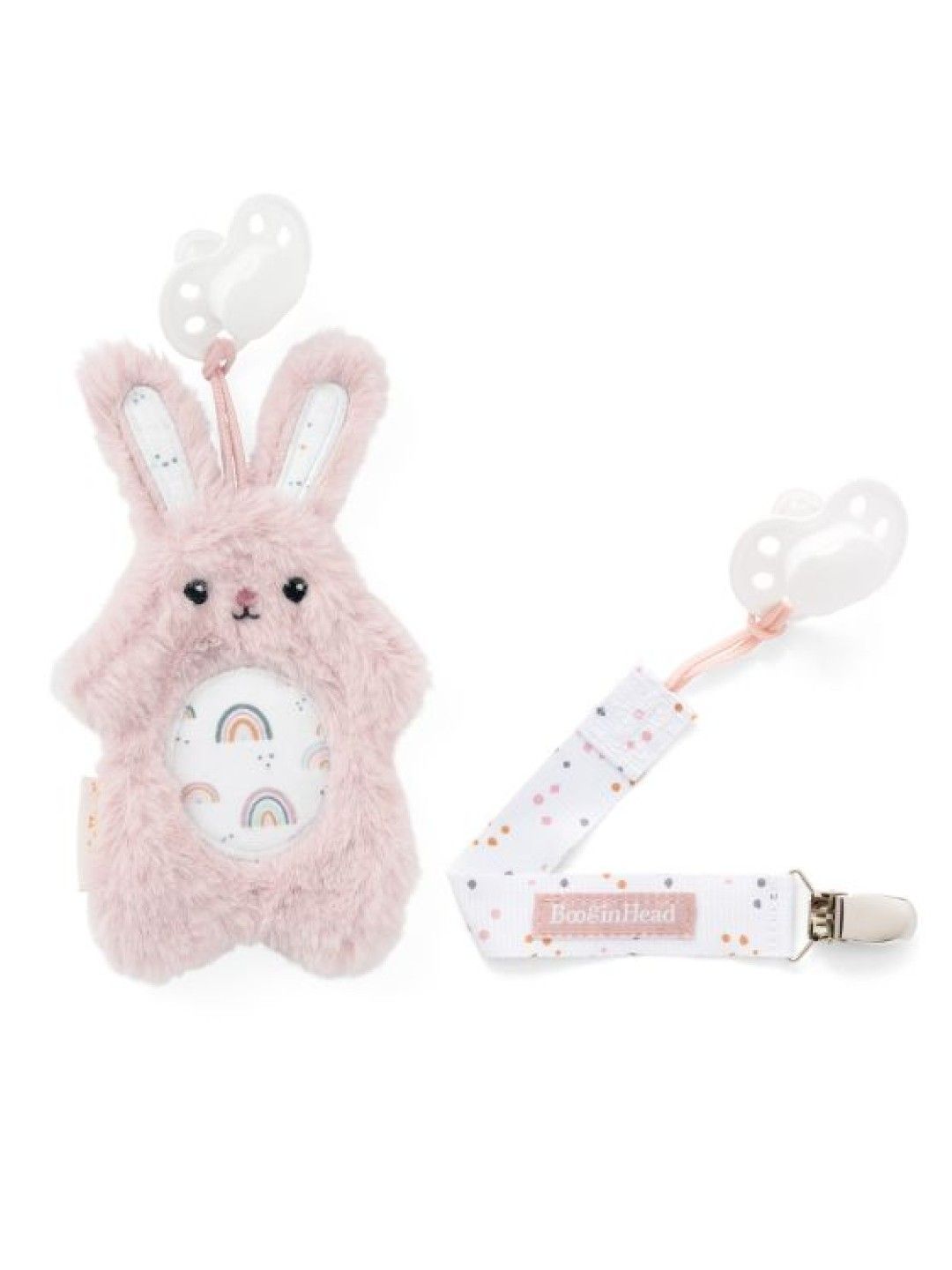 BooginHead PaciPal Plush & PaciGrip Combo - Pink Bunny (No Color- Image 1)