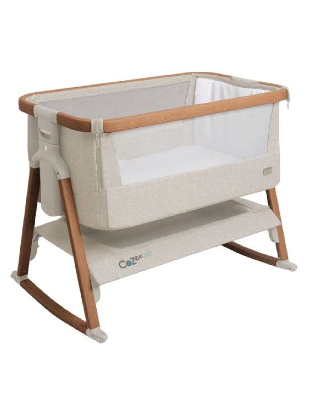 Tutti Bambini Cozee Air Bedside Crib - Scandinavian Walnut/Ecru