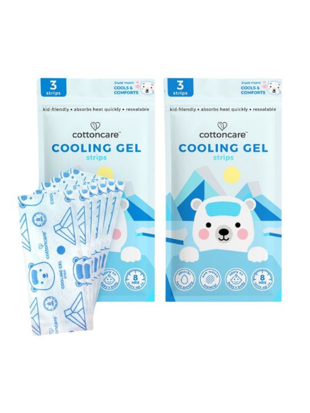 Cotton Central™ Cottoncare Cooling Gel Strips 2 Pack (6 strips) (No Color- Image 1)