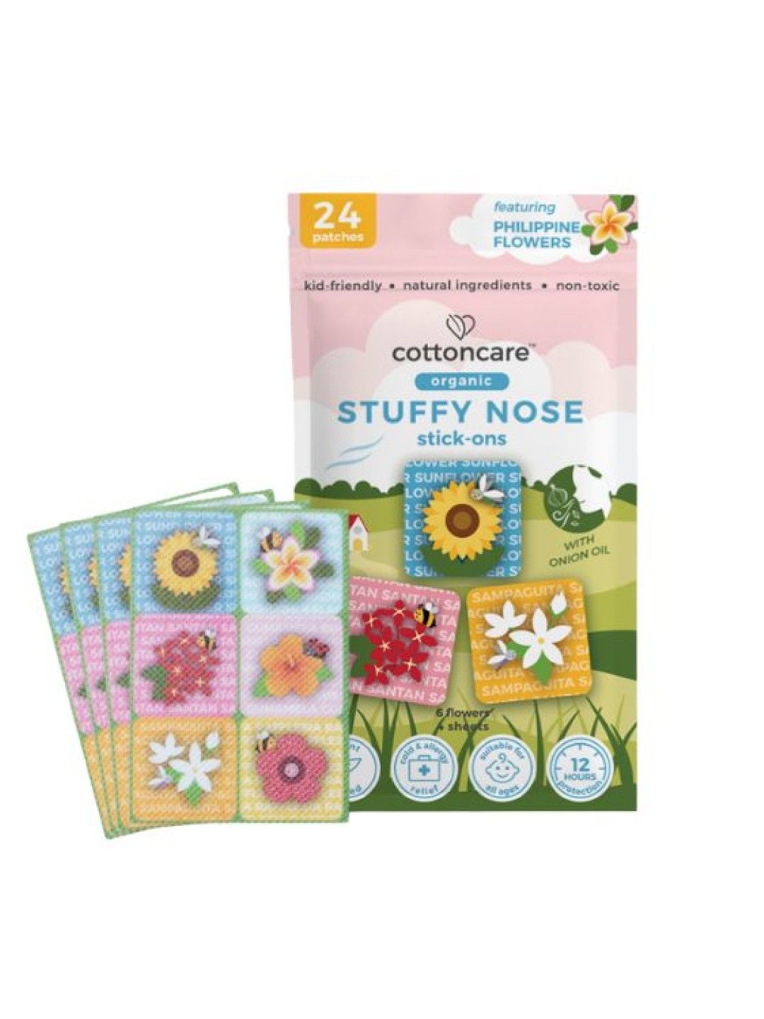 Cotton Central™ Cottoncare Organic Stuffy Nose Stick-Ons (24 patches) (No Color- Image 1)