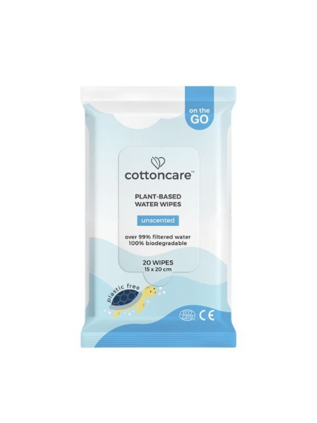 Cotton Central™ Cottoncare Plant-Based Water Wipes - Unscented (20s) (No Color- Image 1)