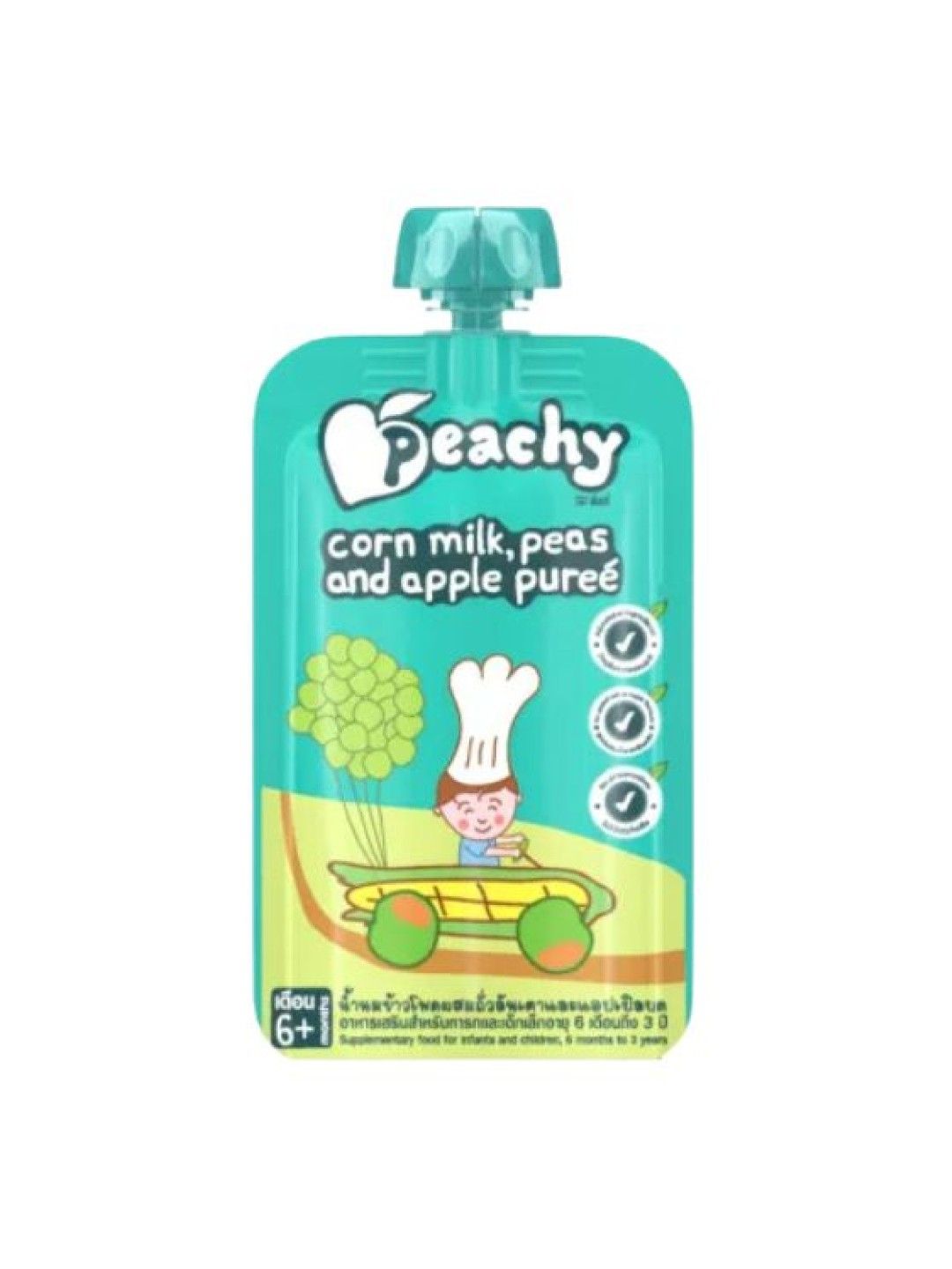 Peachy Baby Food Corn Milk, Peas and Apple Purée (110g)