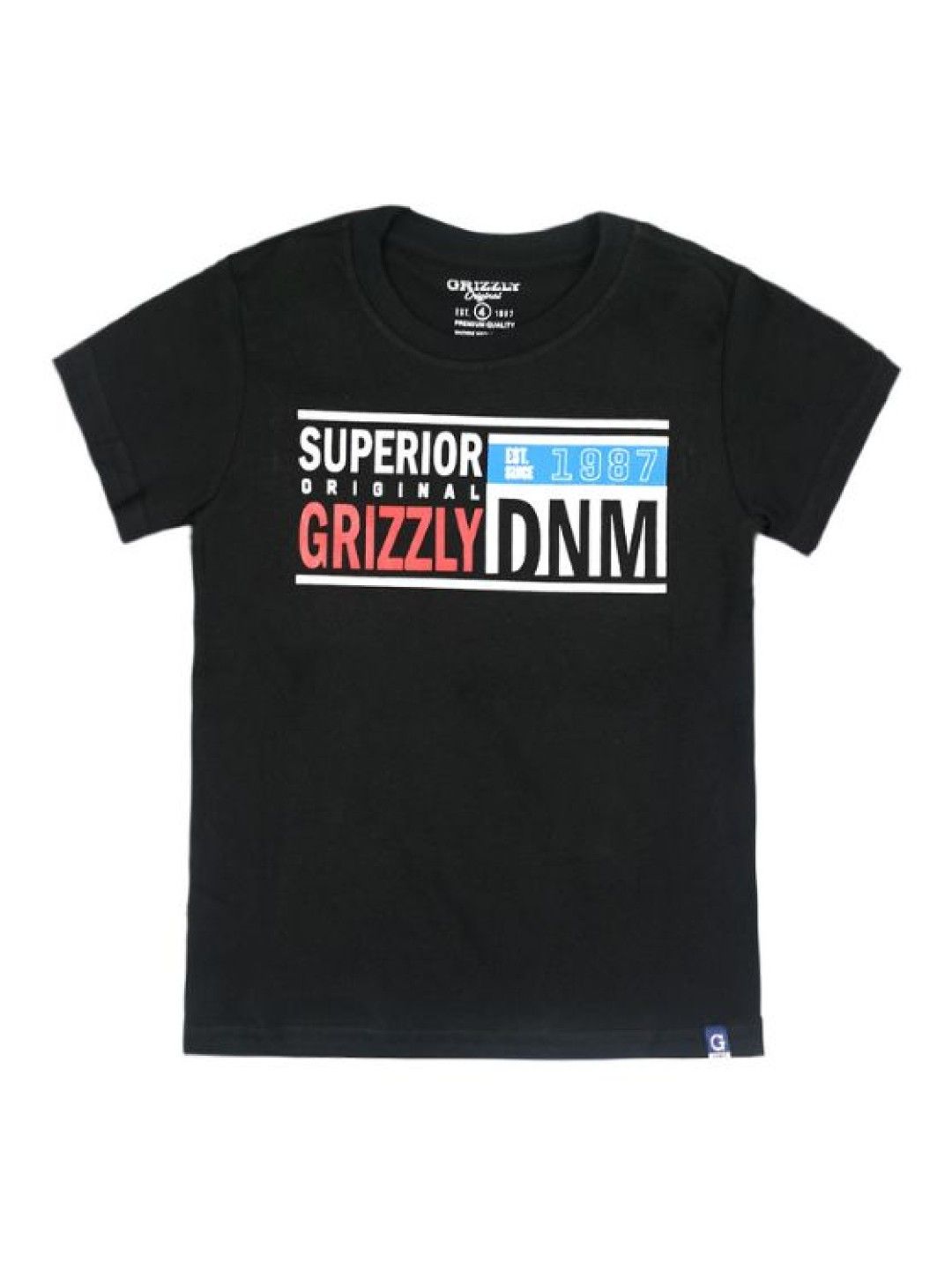 Grizzly Boys Round Neck Short Sleeve Tees With Print (Black- Image 1)