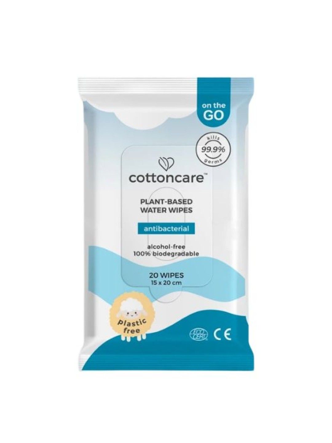 Cotton Central™ Cottoncare™ Antibacterial Plastic-Free Baby Water Wipes (20s) (No Color- Image 1)