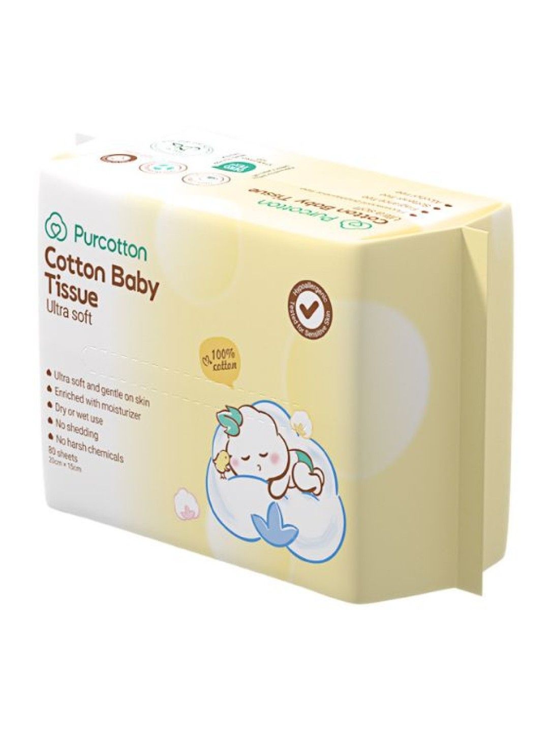 Purcotton Cotton Baby Tissue 80s (No Color- Image 1)