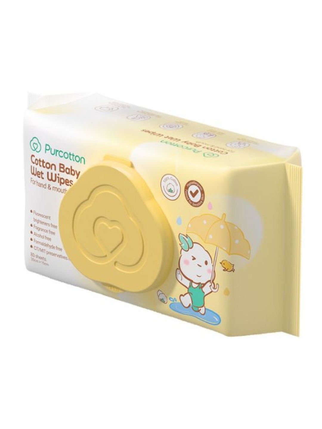 Purcotton Cotton Baby Wet Wipes 80s (No Color- Image 2)