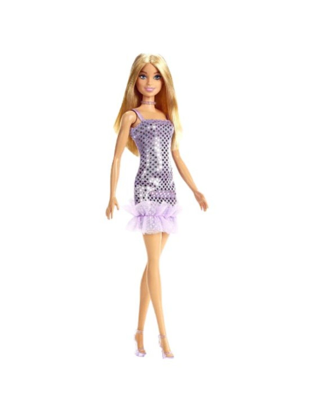 Barbie Pop Glitz Brunette Doll with Purple Metallic Dress Fashion Outfit (No Color- Image 1)