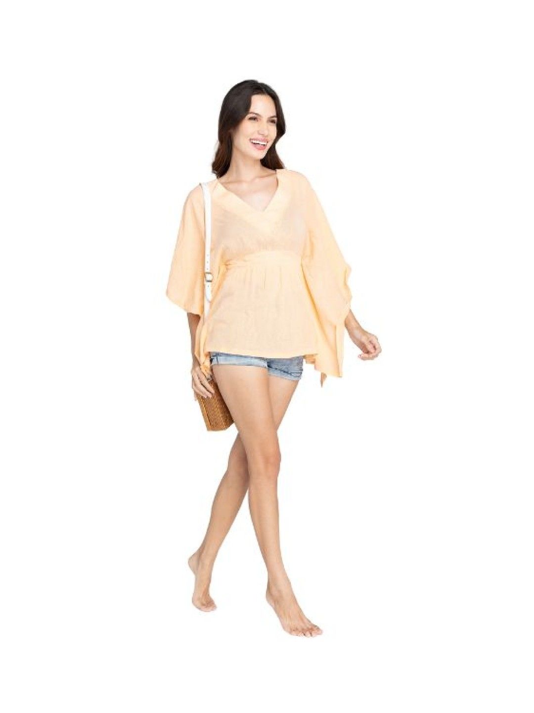 Eve's Chic Diana V Neck Tunic Blouse (Orange- Image 1)