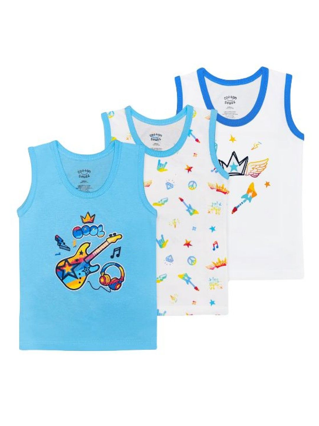 Cotton Stuff 3-piece Sando (Guitar- Boy) (No Color- Image 1)