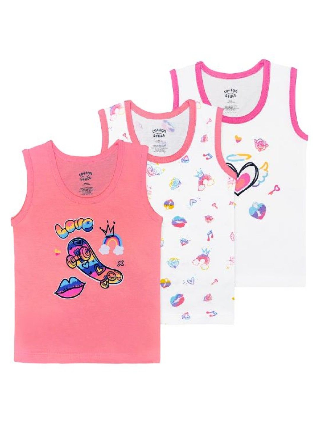 Cotton Stuff Cotton Stuff - 3-piece Sando (Skateboard - Girl) (No Color- Image 1)