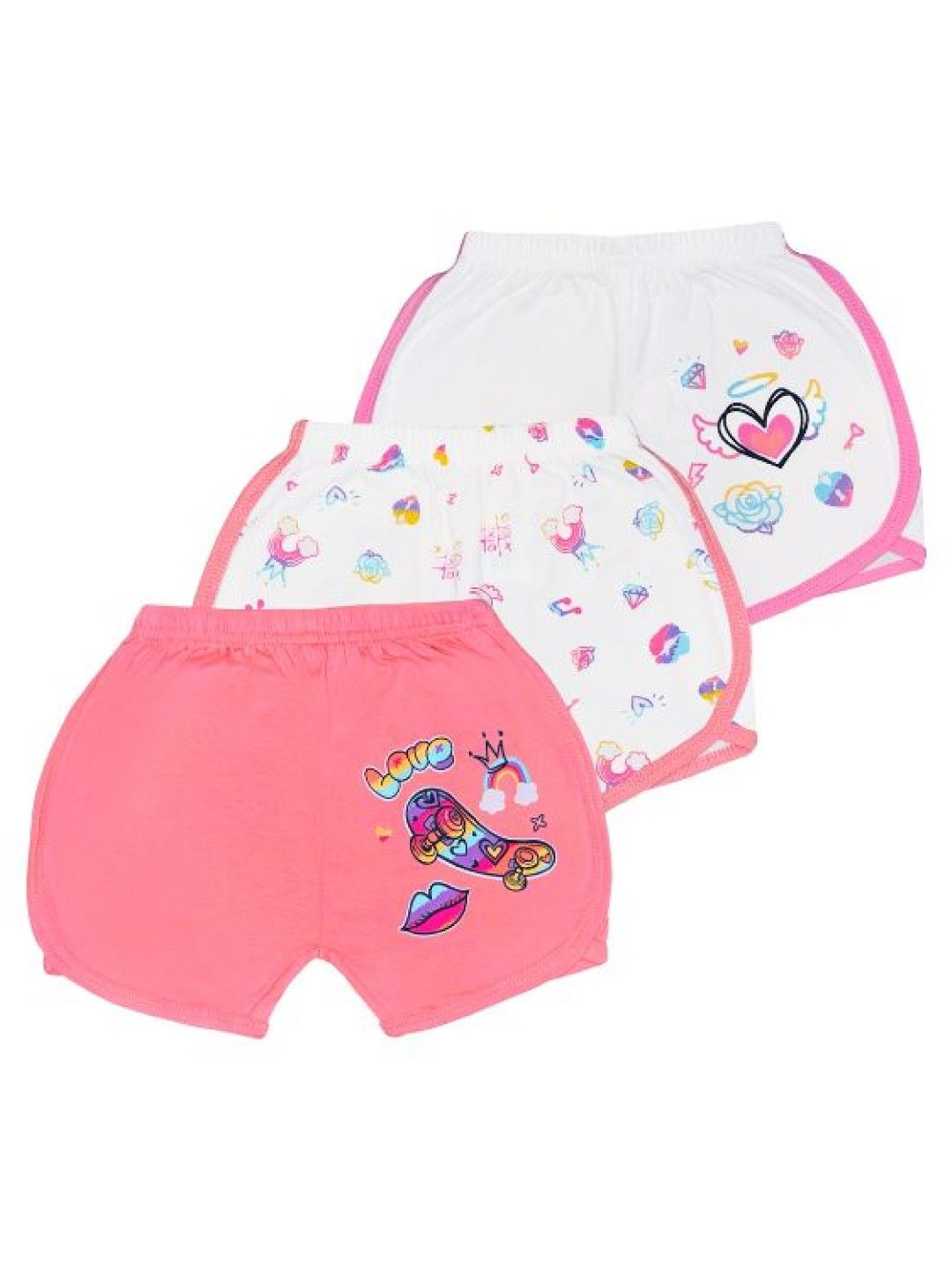Cotton Stuff 3-piece Girly Shorts (Skateboard - Girl) (No Color- Image 1)