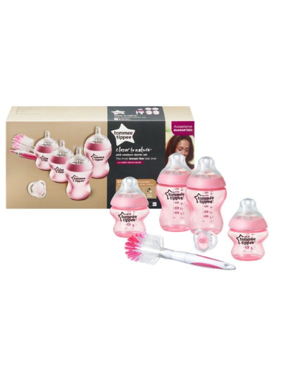 Tommee Tippee Closer to Nature PP Newborn Feeding Bottle  Set (6pc set) - Pink (No Color- Image 1)