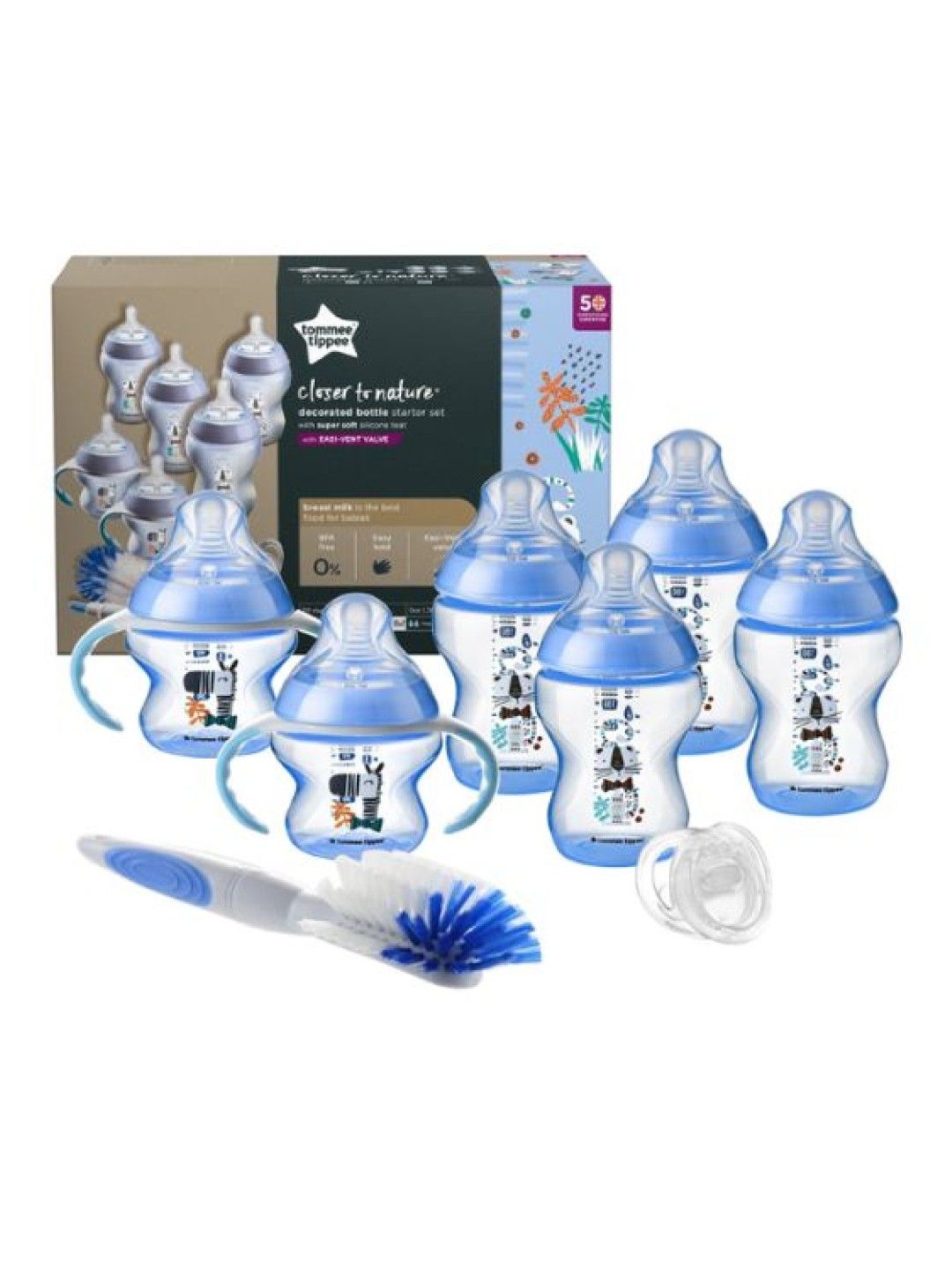 Tommee Tippee Closer to Nature PP Newborn Feeding Bottle Set (6pc set) - Blue (No Color- Image 1)