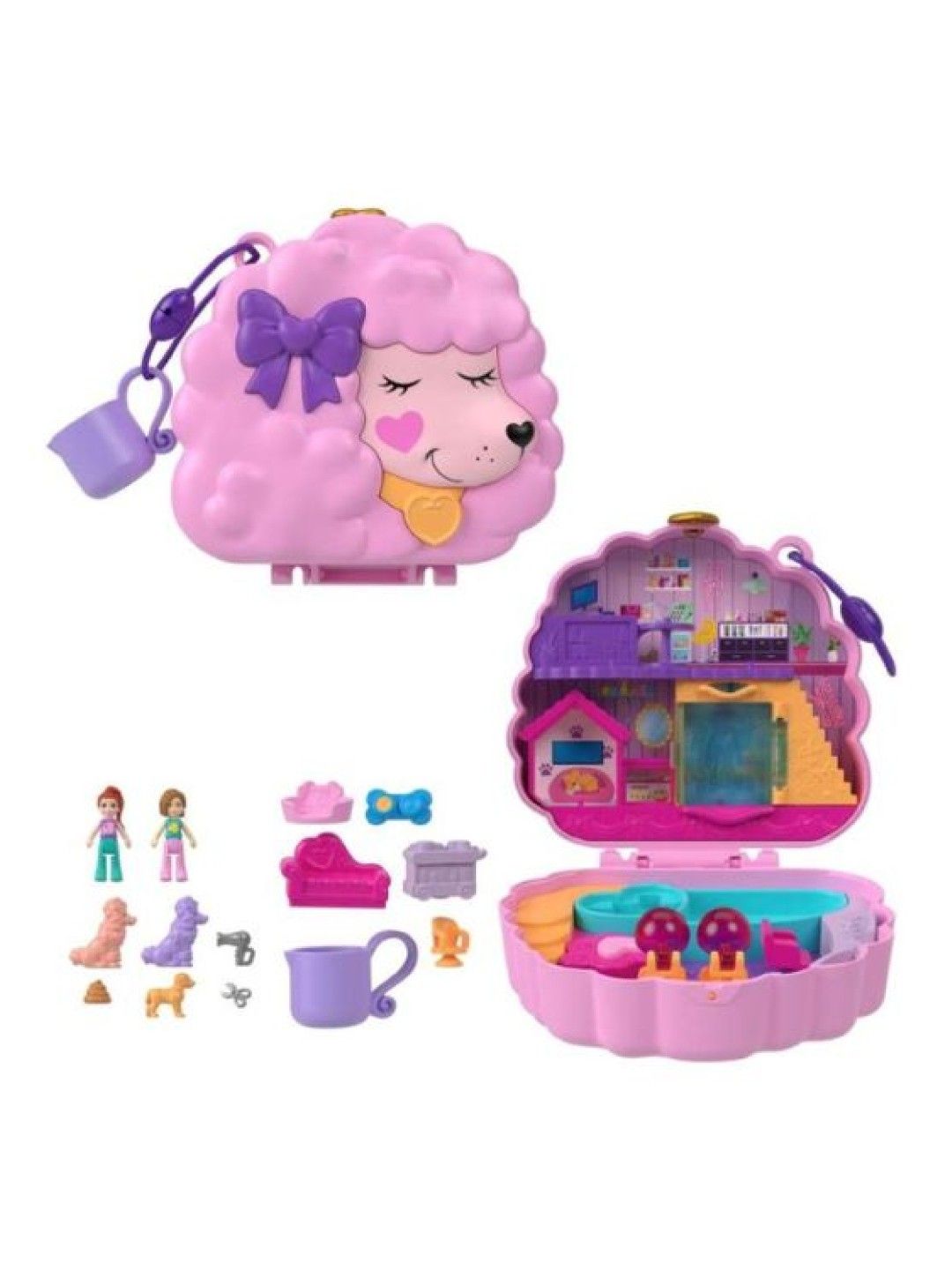 Polly Pocket Dolls And Playset, Animal Toys Groom & Glam Poodle Compact Playset (No Color- Image 1)