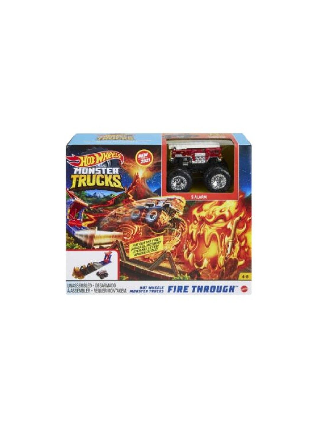 Hot Wheels Monster Trucks Fire Through Hero Playset (No Color- Image 4)