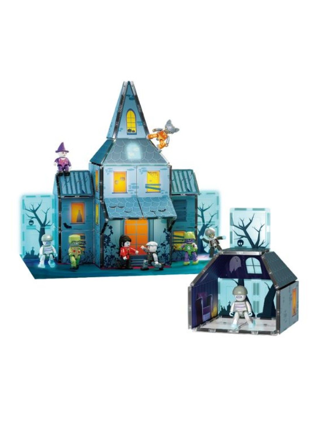 Picasso Tiles Haunted House Theme with 8 Action Figures Magnetic Building Set (No Color- Image 1)
