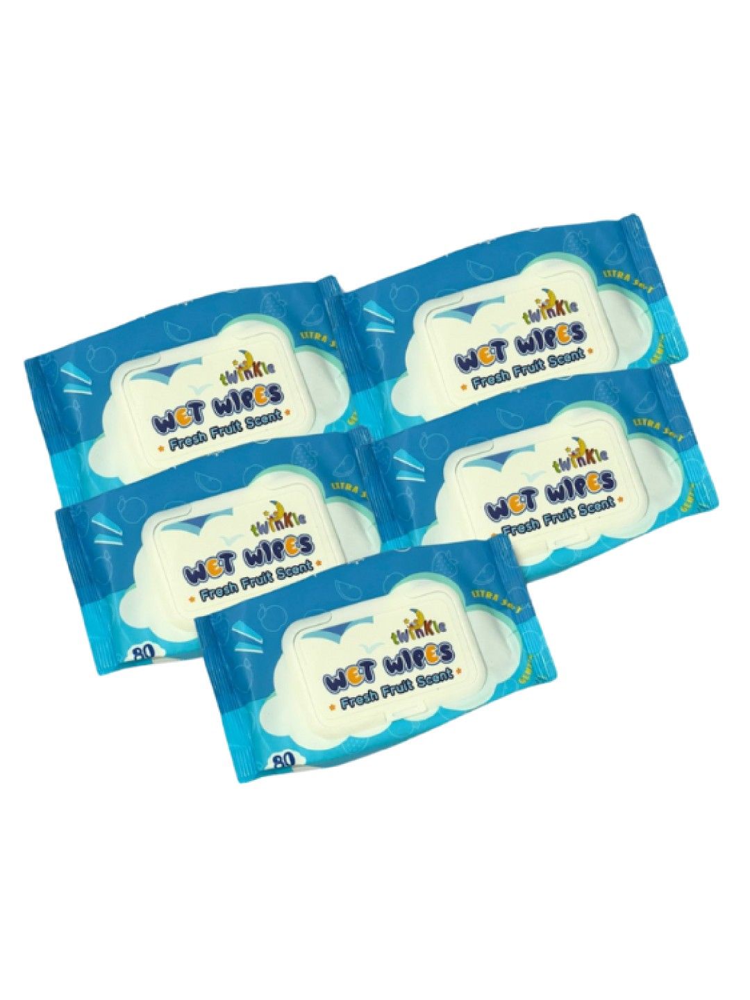 PanPee Twinkle Wet Wipes - Fresh Fruit Scent 80s (5 pack) (No Color- Image 1)