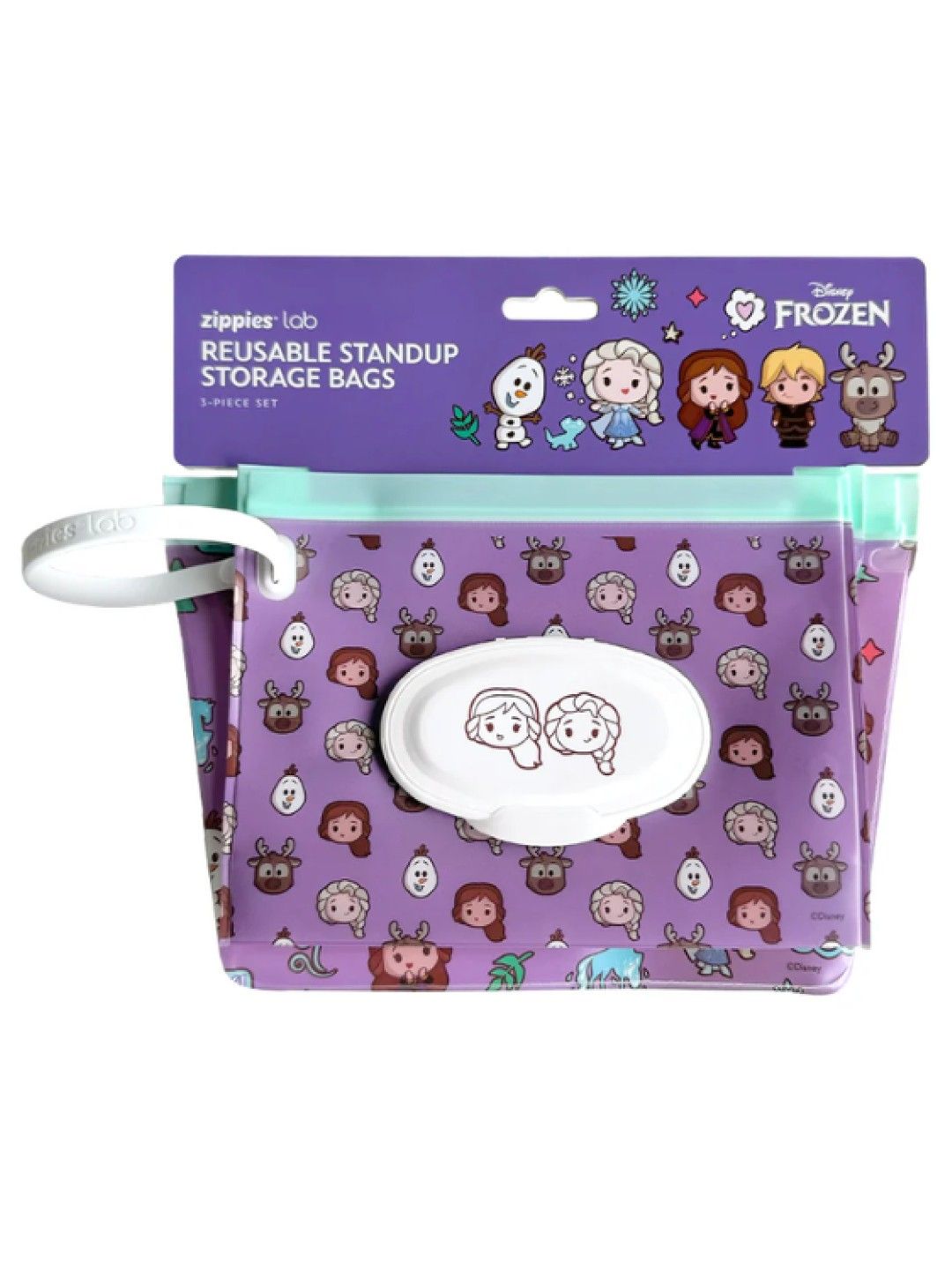 Zippies Lab Disney 3-Piece Bag Organizer Set with Wipes Pouch - Frozen Chibii (No Color- Image 1)