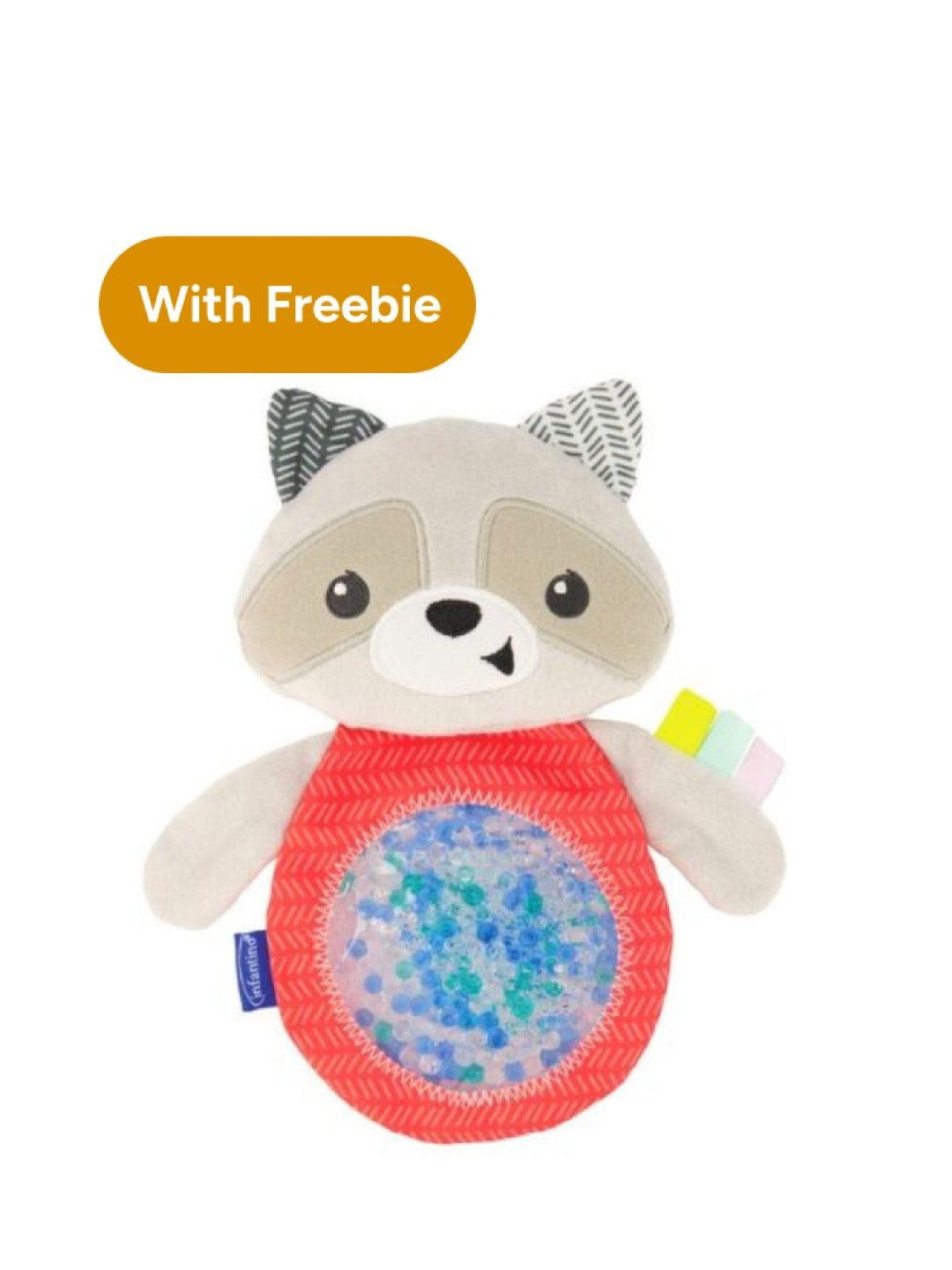 Infantino Seek & Squish Gel-Pouch Pal (Raccoon) with [FREE] Fun Time Duck (Assorted) (No Color- Image 1)