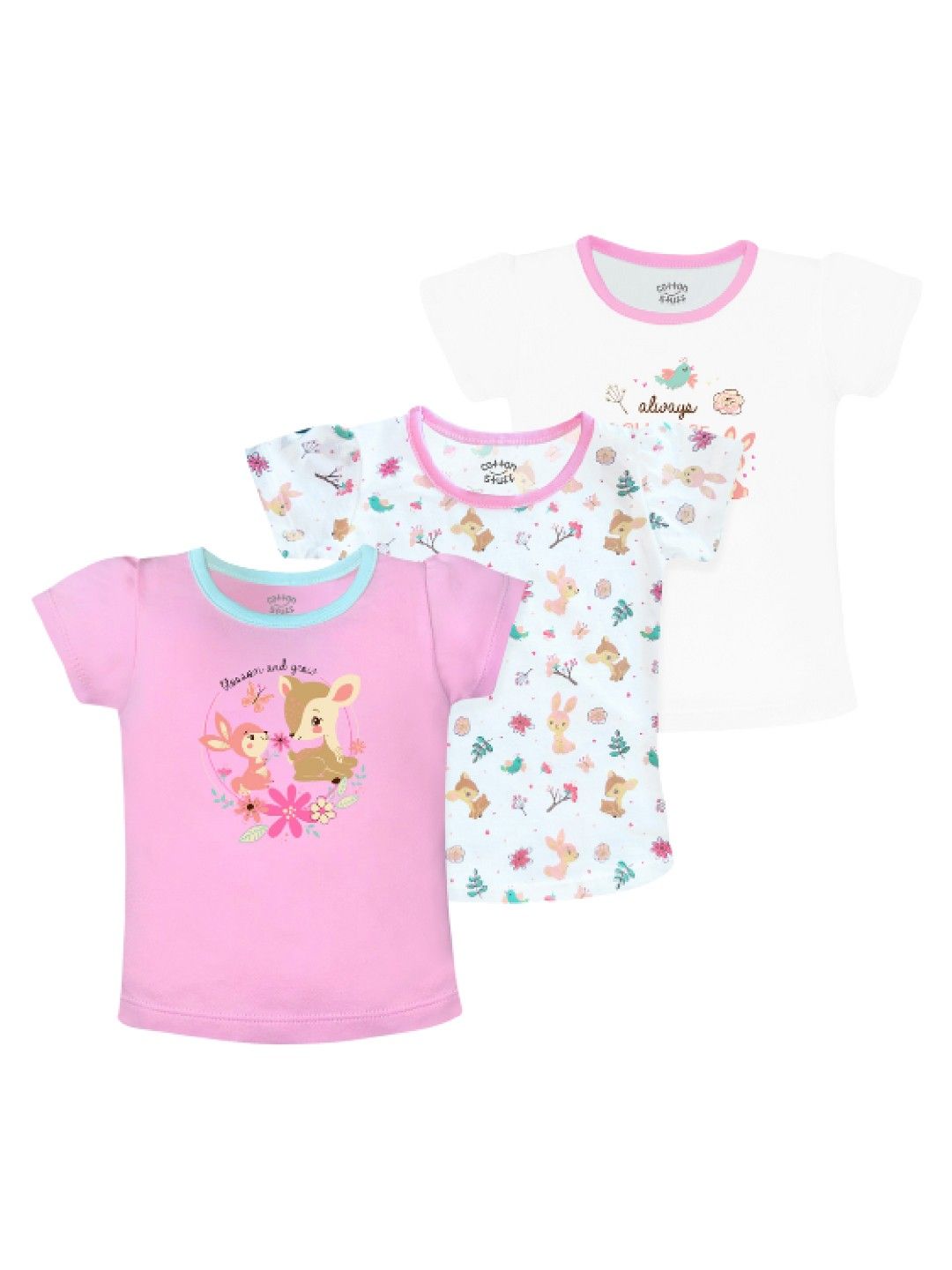 Cotton Stuff 3-piece Short Sleeve Fitted Blouse (Watch Me Grow - Girl) (No Color- Image 1)
