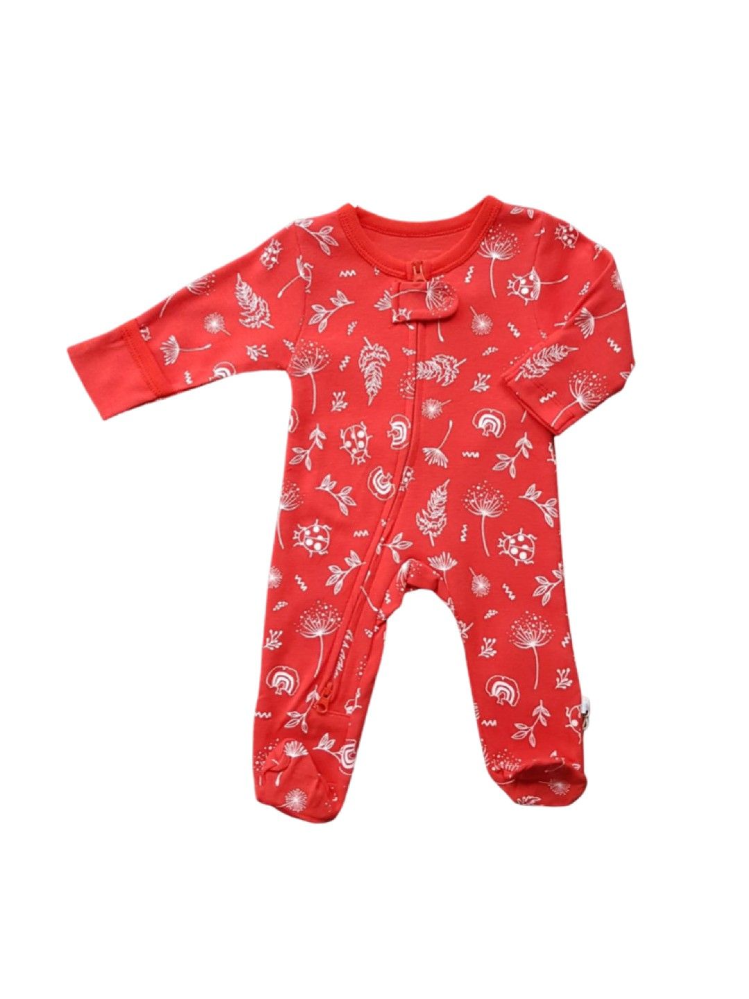 Babysoy Dandelion Red Zipper Footie (No Color- Image 1)