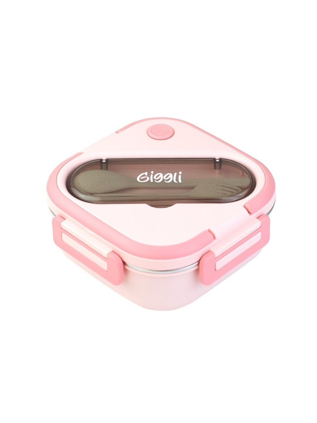 Giggli Stainless Steel Portable Lunchbox with 3 Compartments (Pink- Image 1)