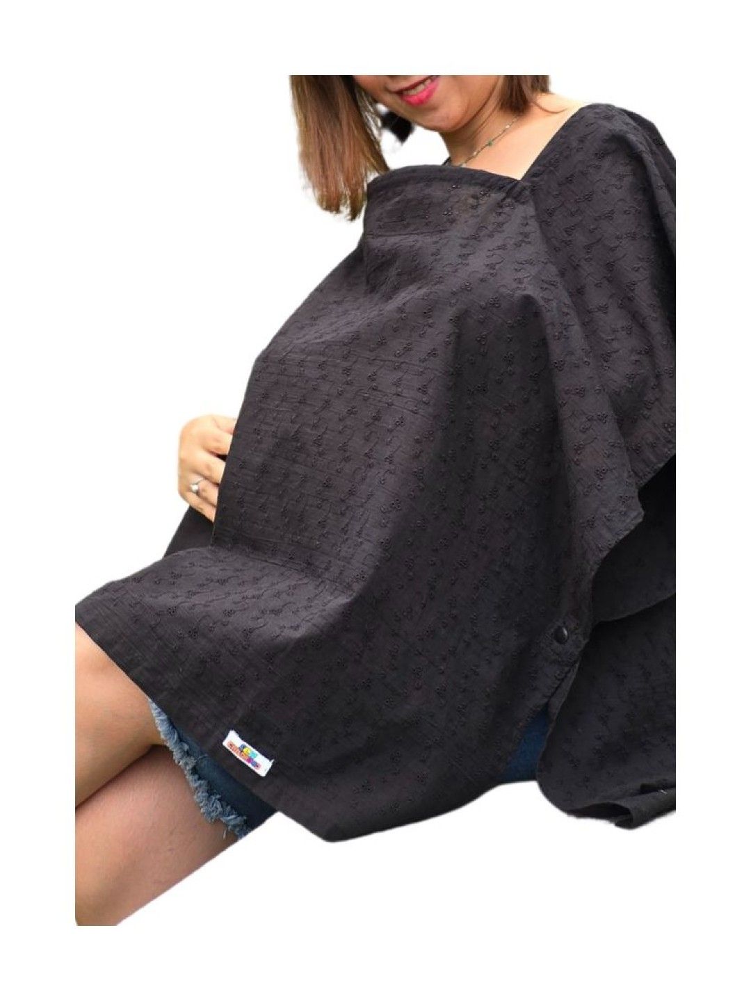 Sew Childhood Poncho Nursing Cover with Detachable Stiffener - Eyelet (Black- Image 2)