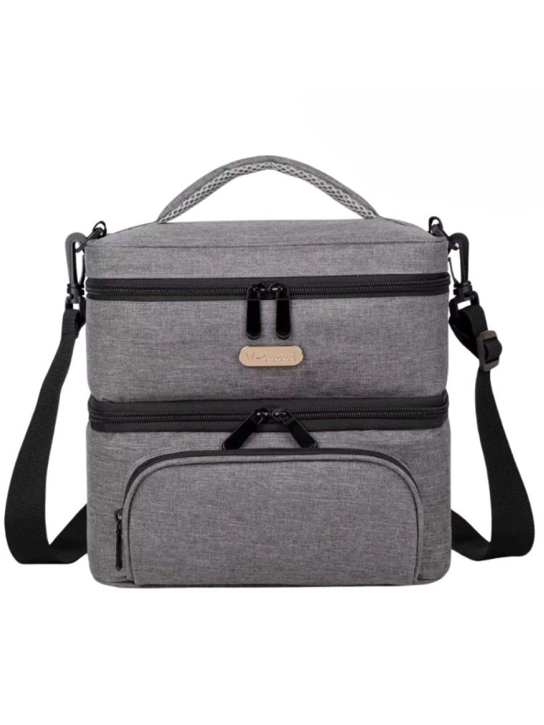V-coool Hands-Free Breast Pump Organizer Thermal Cooler Bag with Bricks and Bottle (Gray- Image 2)
