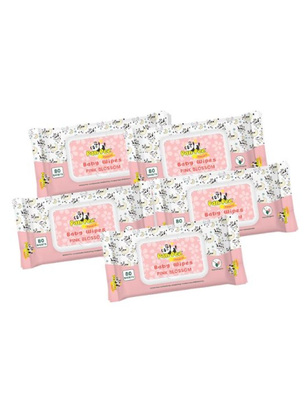 PanPee Savers Pink Blossom Scent Baby Wipes 80's Pack of 5