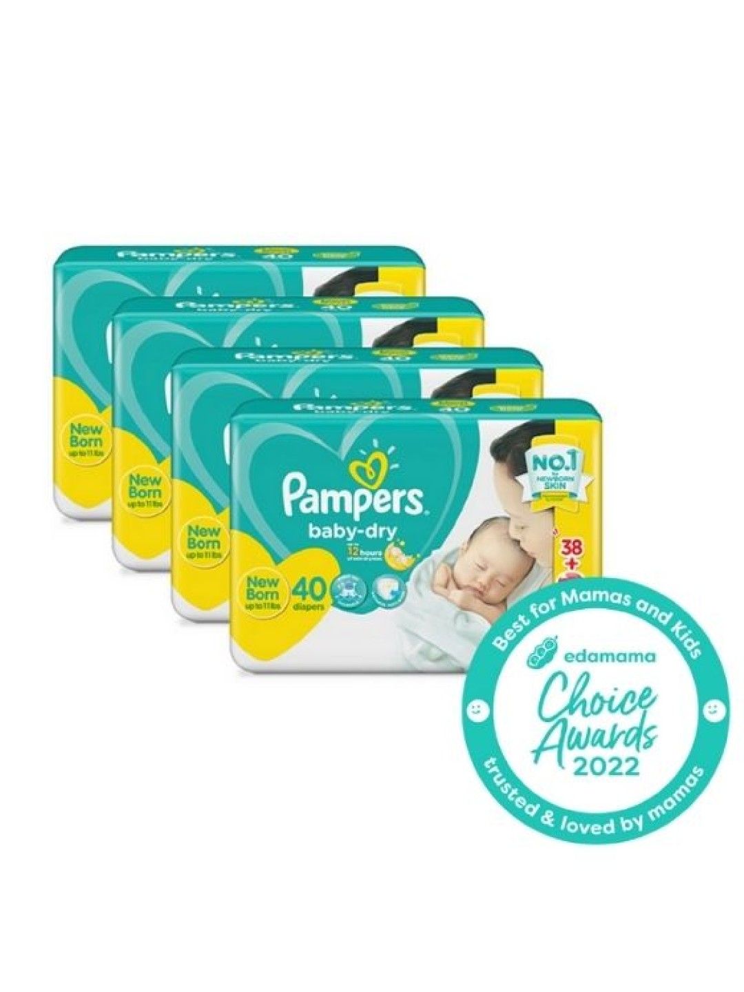Pampers Baby Dry Taped Newborn Bundle 4 x 40pcs (160 pcs) (No Color- Image 1)