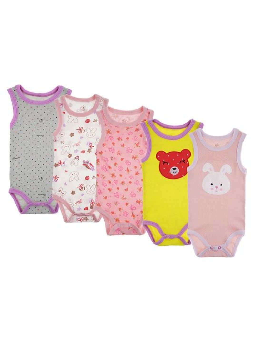 Cottonkind 5-Piece Assorted Sleeveless Onesies (Set A- Image 2)