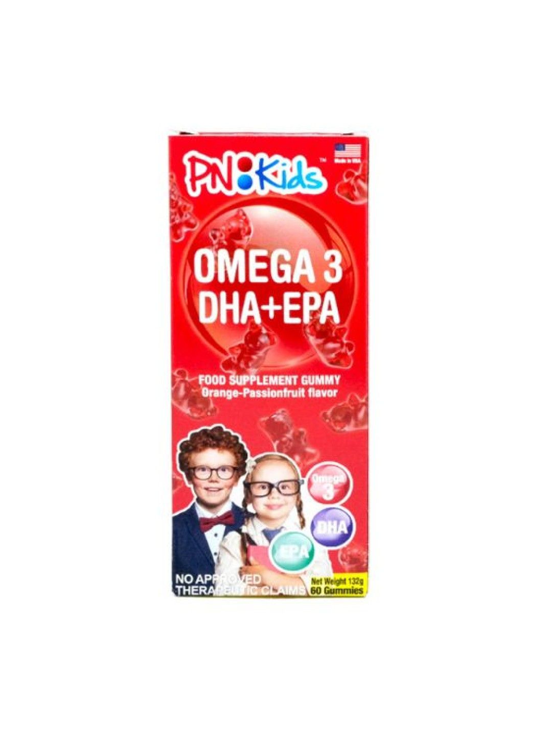 PNKids Omega 3 DHA + EPA Food Supplement Gummy Orange-Passionfruit Flavor 60s (132g) (No Color- Image 2)