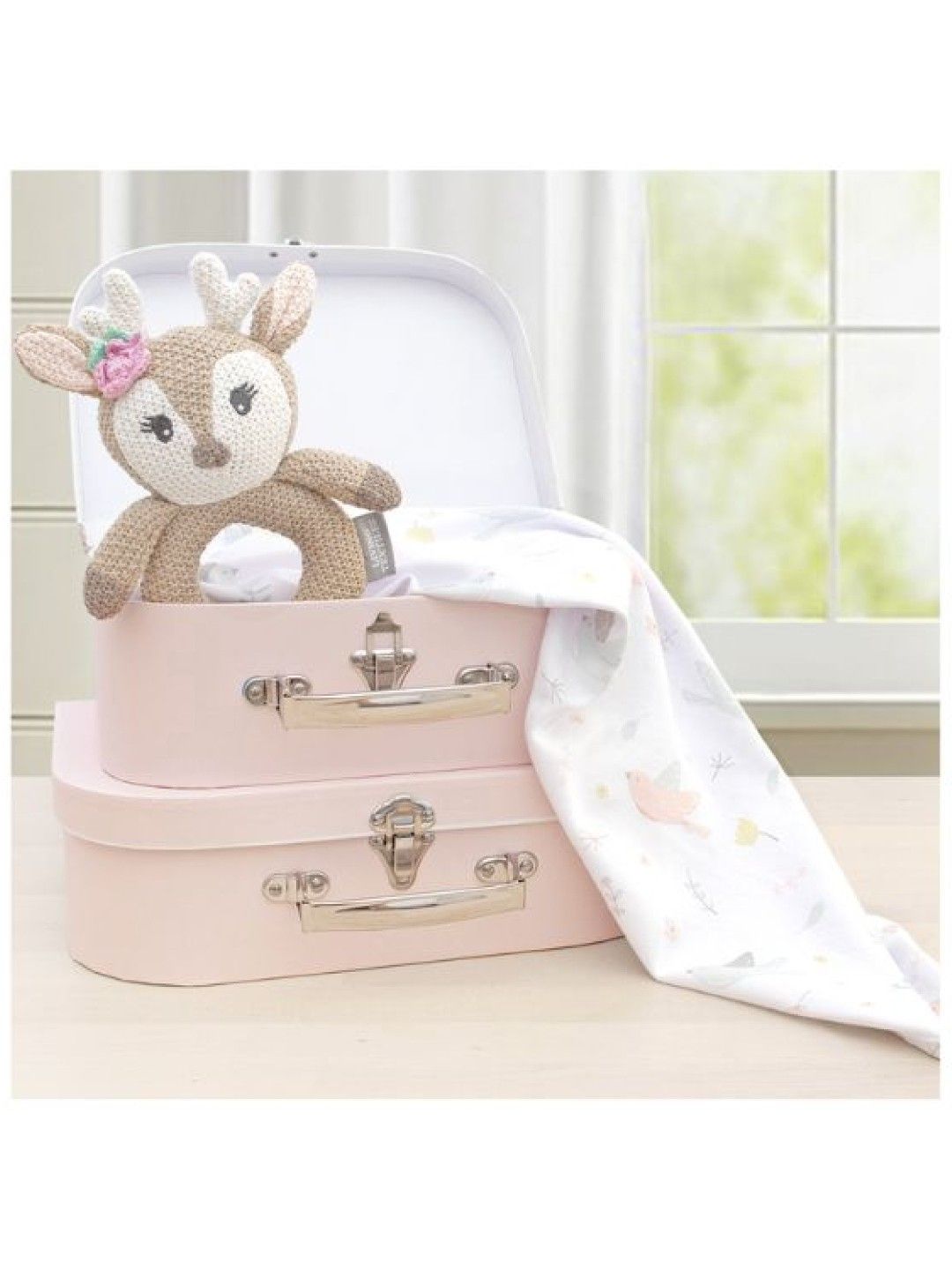 Living Textiles Jersey Swaddle & Rattle Gift Set - Ava/Fawn (No Color- Image 3)