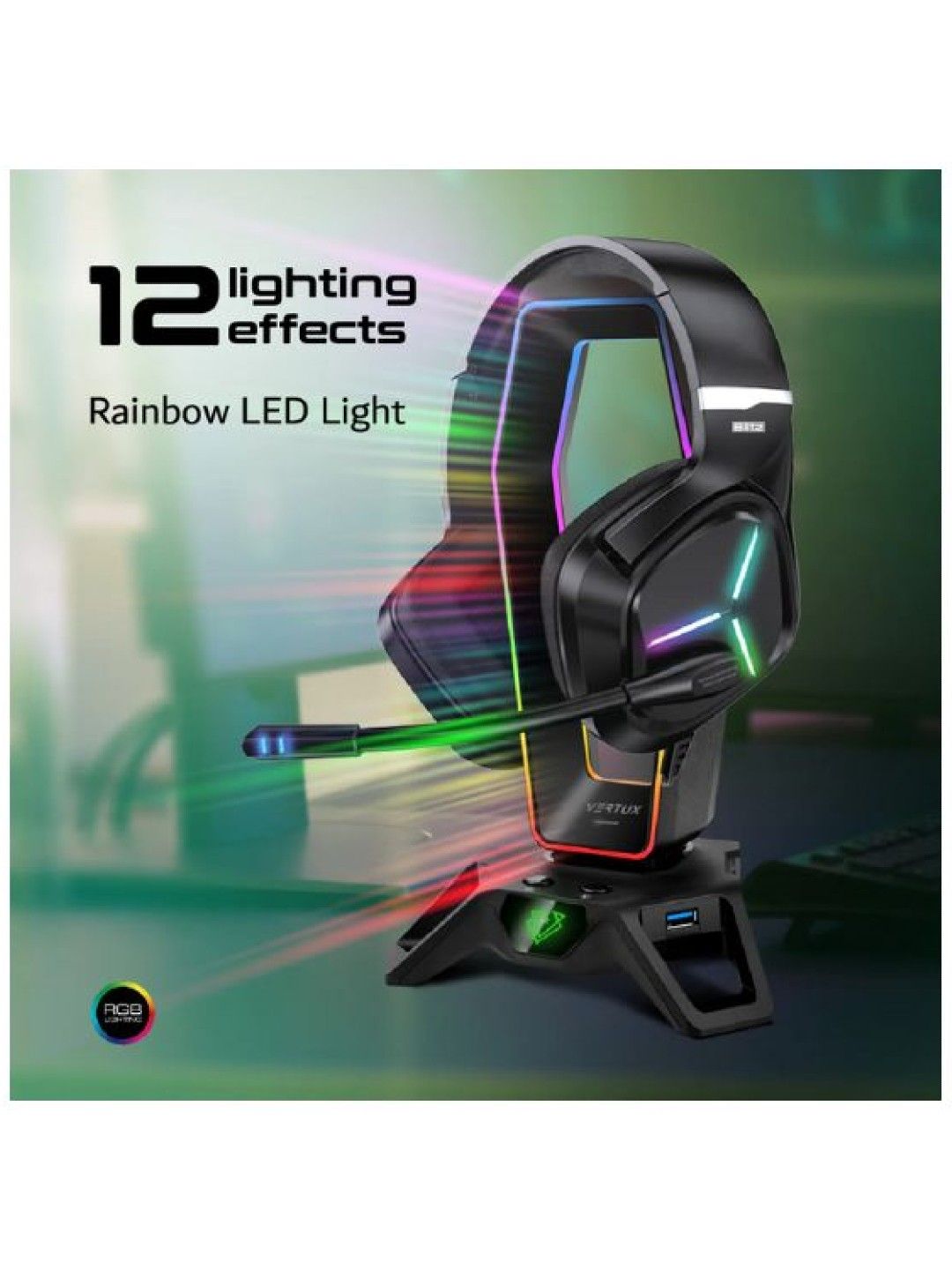 Vertux HEXARACK Gaming Headphone Stand (Black- Image 2)