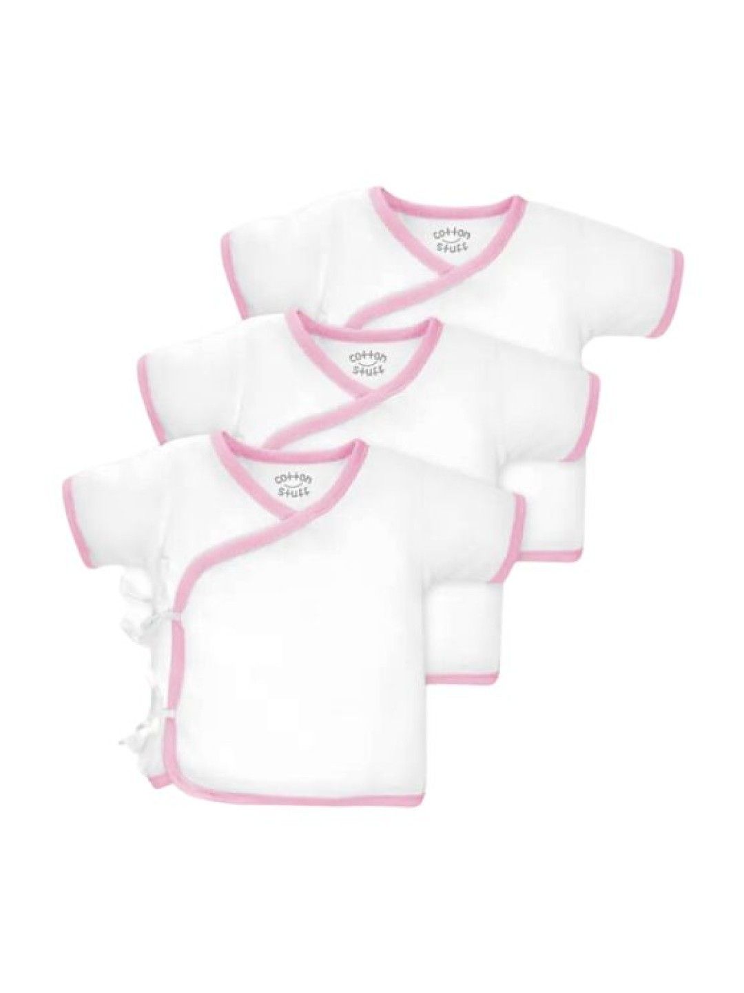 Cotton Stuff 3-Piece Short Sleeve Tie-Side (White with Pink) (No Color- Image 1)