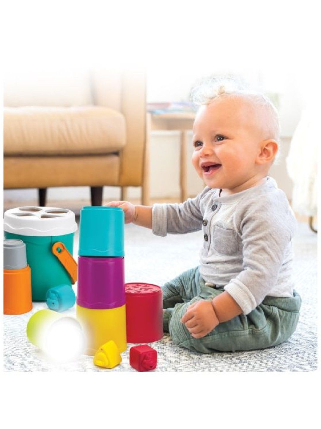 Infantino Shape Sorting Stack 'N Nest Buckets (No Color- Image 4)