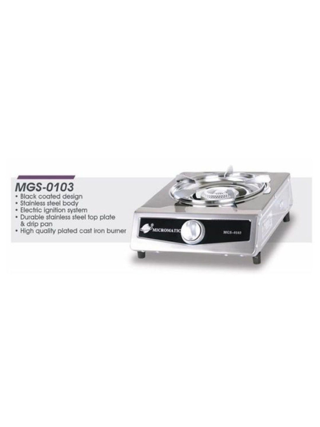 MICROMATIC MGS-0103 Single Burner Gas Stove Stainless Steel (No Color- Image 3)