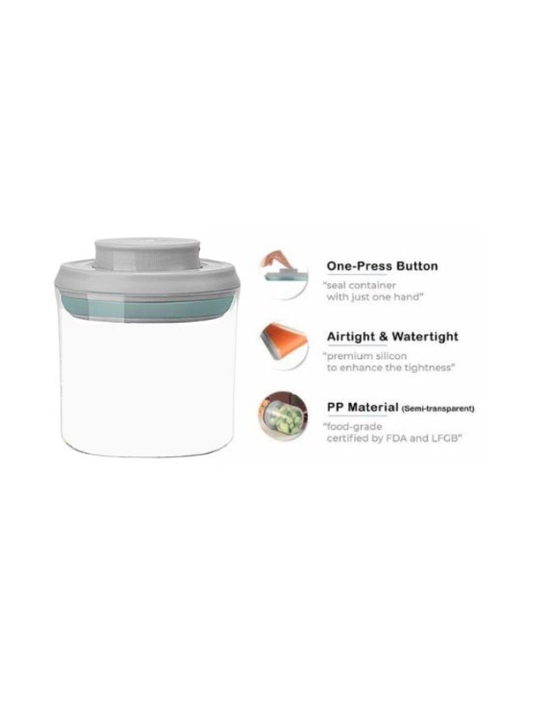 Ankou Airtight 1 Touch Multipurpose Storage Container 250ml (Circle) (Grey- Image 2)