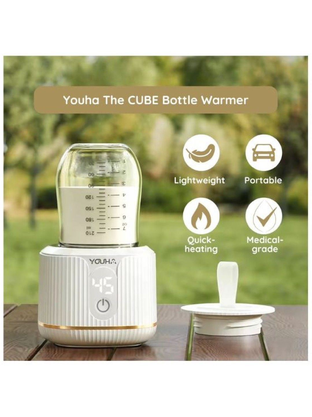 Youha The Cube Portable Bottle Warmer (Free 2x PPSU Bottles) (Gray- Image 2)