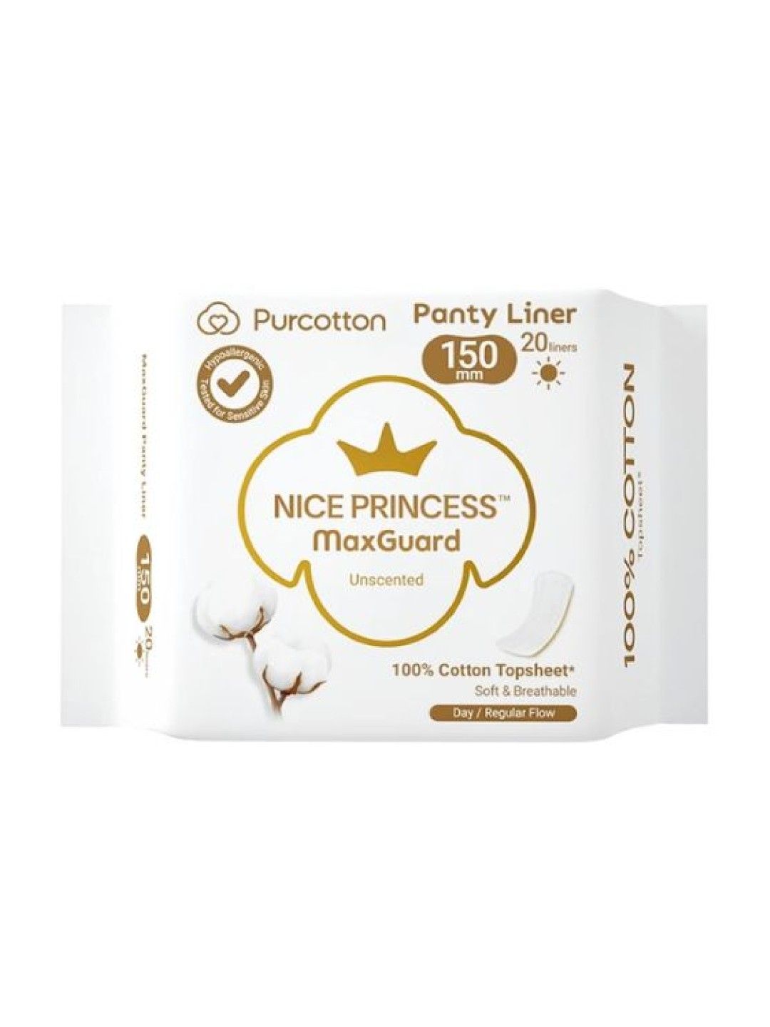 Purcotton MaxGuard Unscented Panty Liners (20pcs) (No Color- Image 1)
