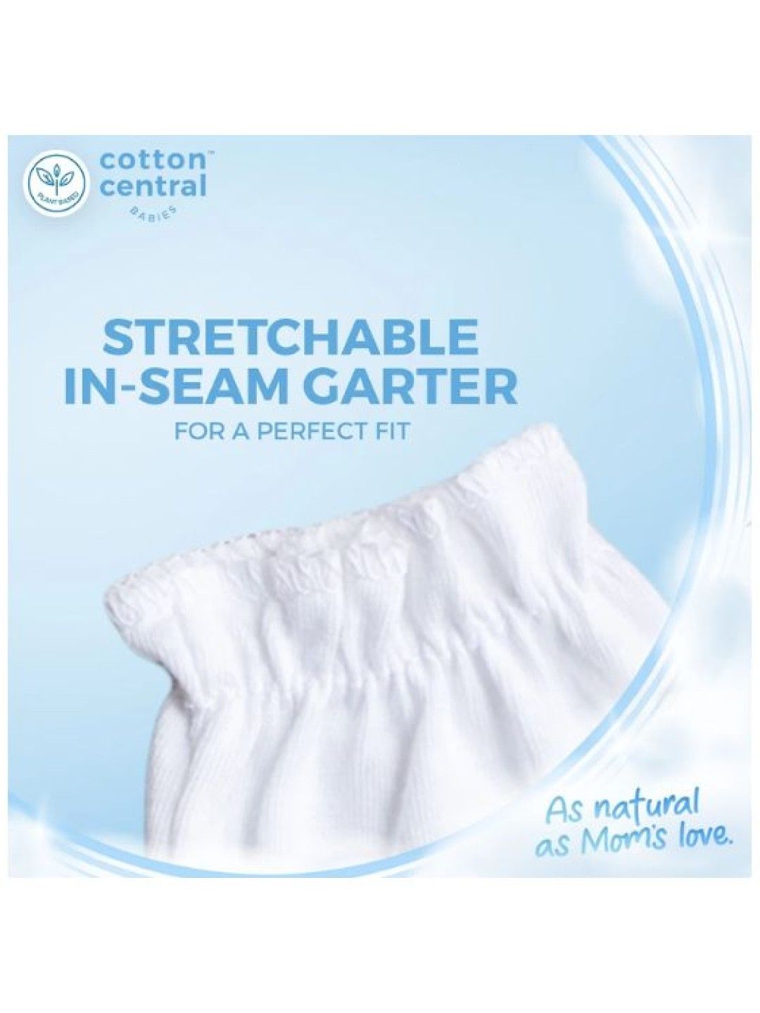 Cotton Central™ Newborn Starter Set - Mittens, Booties, Cap 100% USA cotton (Baby Blue- Image 3)