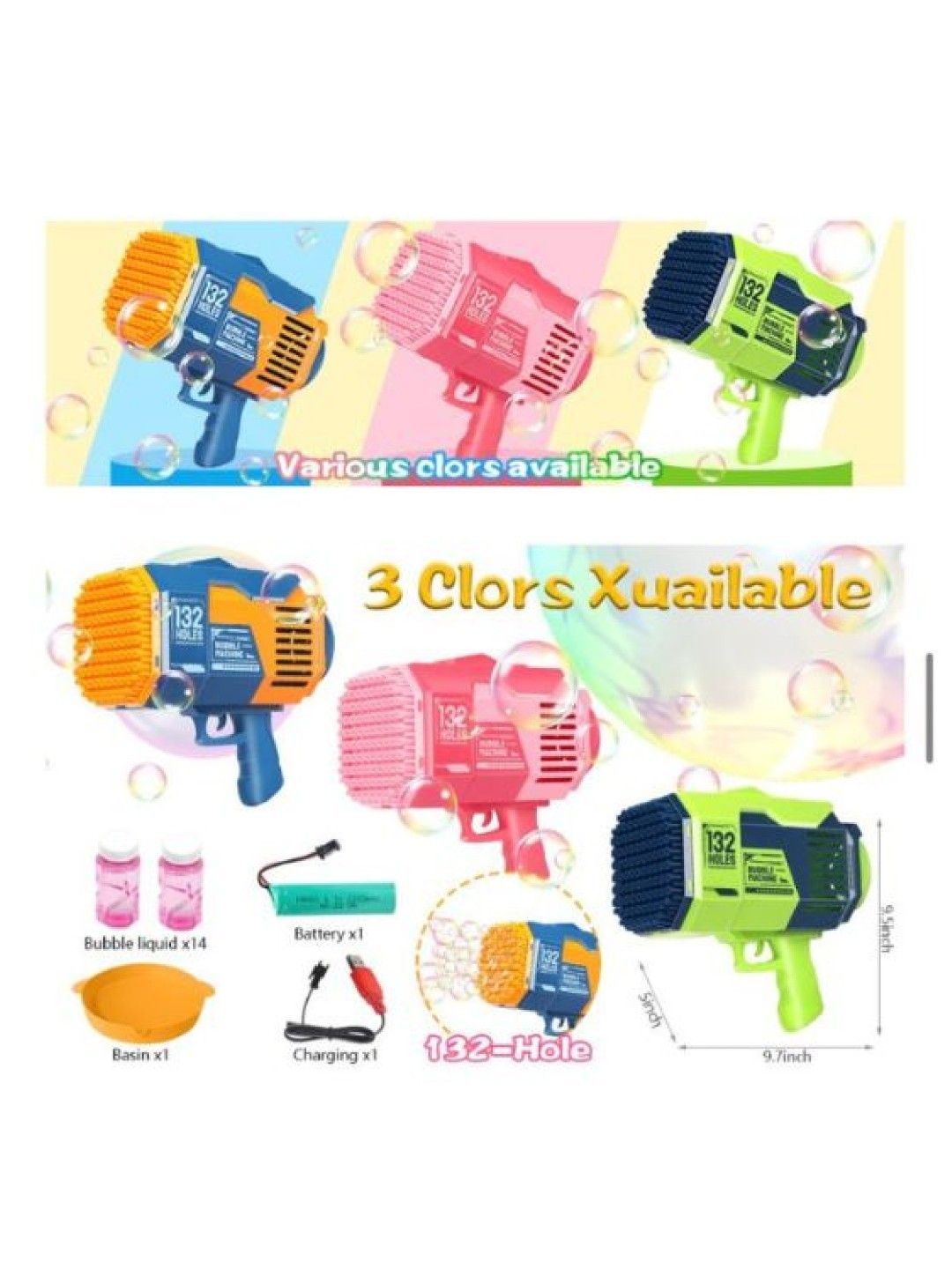 Little Fat Hugs Disco Bubble Gun (Blue- Image 4)