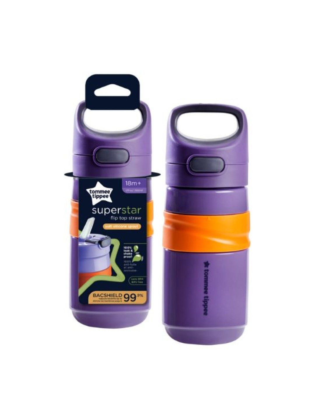 Tommee Tippee Superstar Flip Top Sportee Cup Bottle (500ml) - Purple