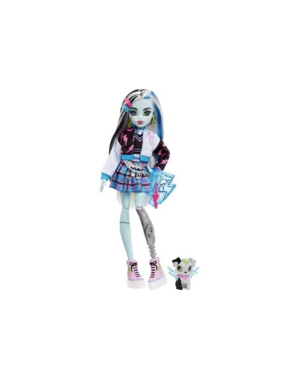 Monster High Frankie Stein Doll with Pet Blue and Black Streaked Hair (No Color- Image 1)